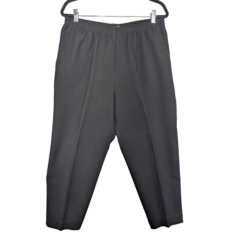 Alfred Dunner Black Elastic‎ Waist Pants Womens Size 14 Straight Leg Made USA